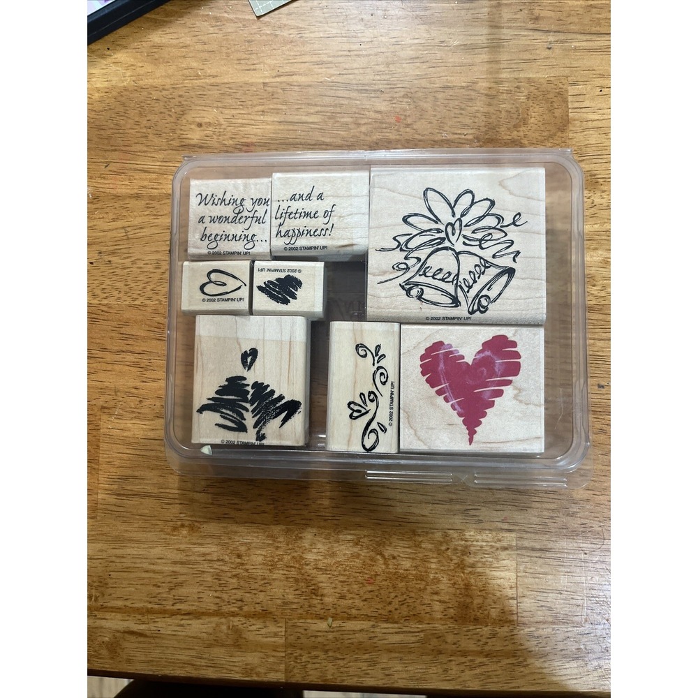 Stampin Up Rubber Stamp Set - A Lifetime of Happiness - 7 Pieces - Used